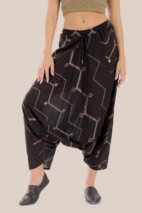 Embroidered Harem pants with elastic waistband